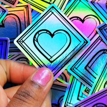 Load image into Gallery viewer, Holographic Frosted Glass Heart Sticker