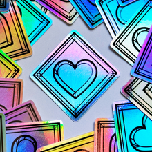 Load image into Gallery viewer, Holographic Frosted Glass Heart Sticker