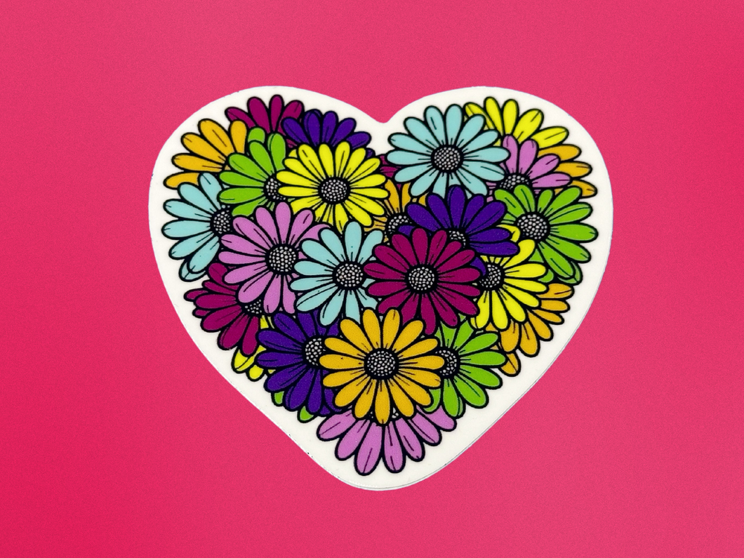 Heart Daisy Sticker