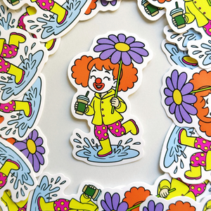 Clown Girl Daisy Sticker