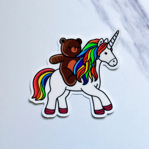 Bear Riding Unicorn Sticker