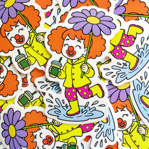 Clown Girl Daisy Sticker