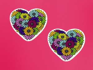 Heart Daisy Sticker