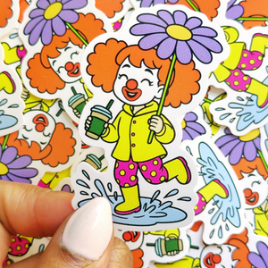 Clown Girl Daisy Sticker
