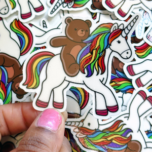Bear Riding Unicorn Sticker