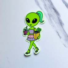 Load image into Gallery viewer, Alien Shopping GLOW in the DARK Sticker
