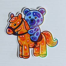 Load image into Gallery viewer, Glitter Horseriding Jelly Teddy Bear
