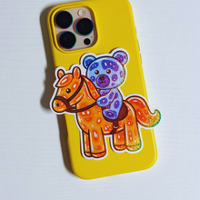 Load image into Gallery viewer, Glitter Horseriding Jelly Teddy Bear
