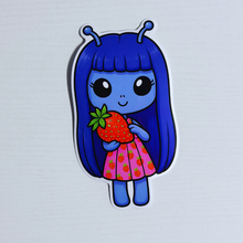 Load image into Gallery viewer, Jumbo Strawberry Alien Cutie Sticker
