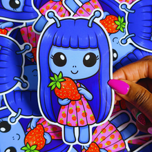 Load image into Gallery viewer, Jumbo Strawberry Alien Cutie Sticker

