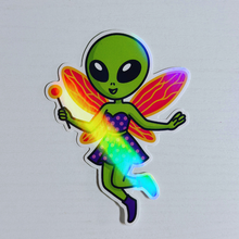 Load image into Gallery viewer, Holographic Fairy Alien Sticker

