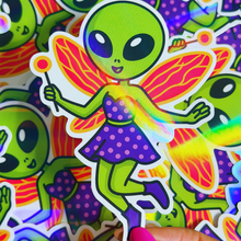 Load image into Gallery viewer, Holographic Fairy Alien Sticker
