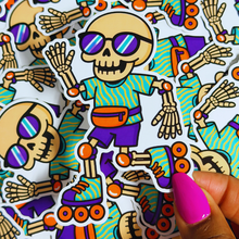 Load image into Gallery viewer, FLAWED Rollerblading Skelly Sticker
