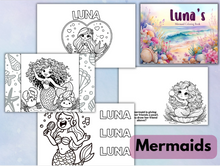 Load image into Gallery viewer, Mermaid Personalized Coloring Book
