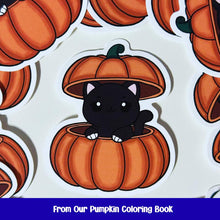 Load image into Gallery viewer, Pumpkin Kitty Peekaboo Waterproof Vinyl Sticker
